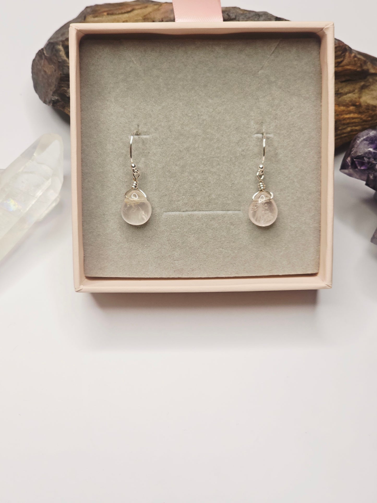 Rose Quartz Teardrop Earrings