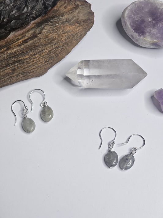 Labradorite Oval Gem Drop Earrings