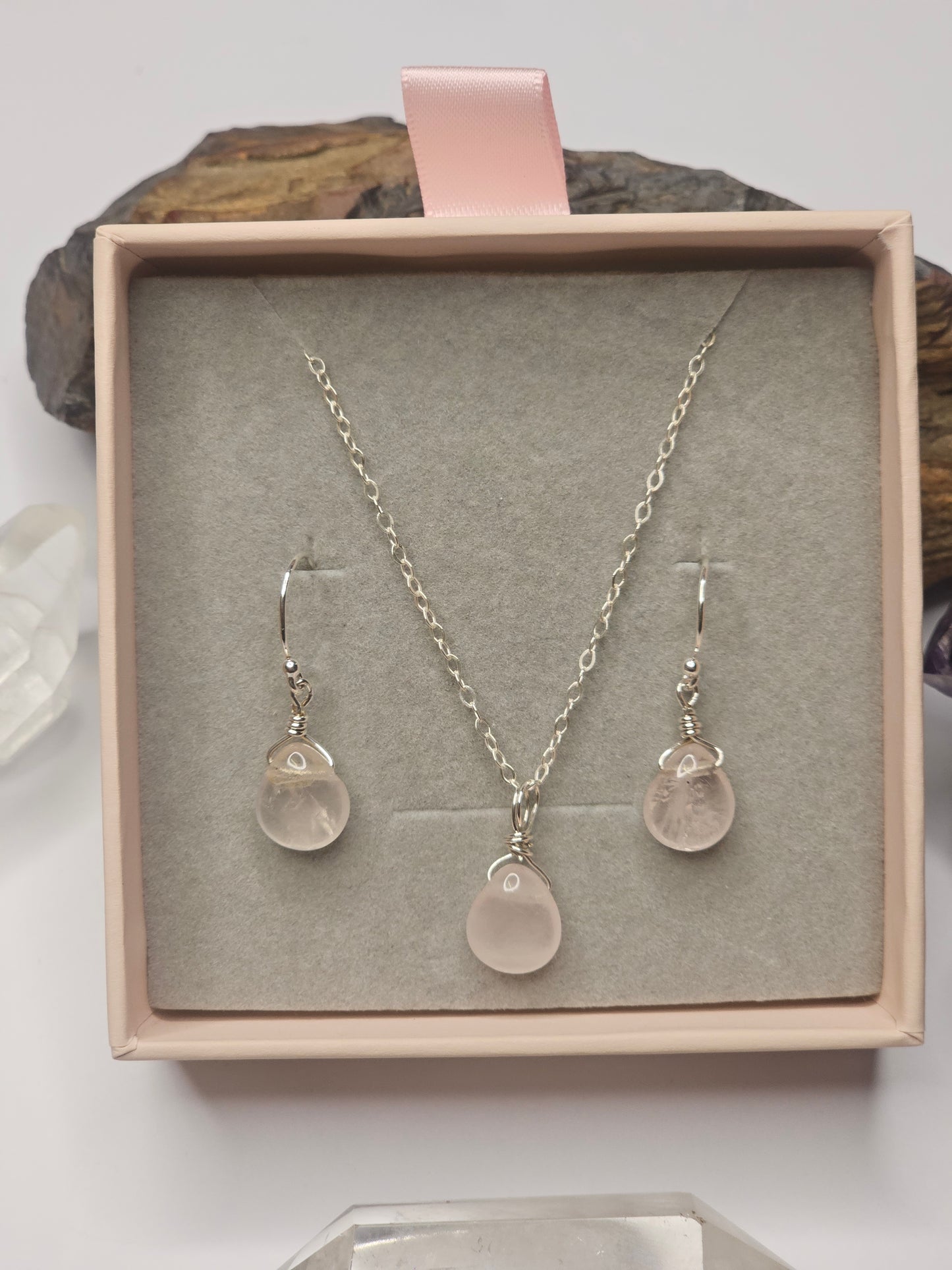 Rose Quartz Teardrop Earrings