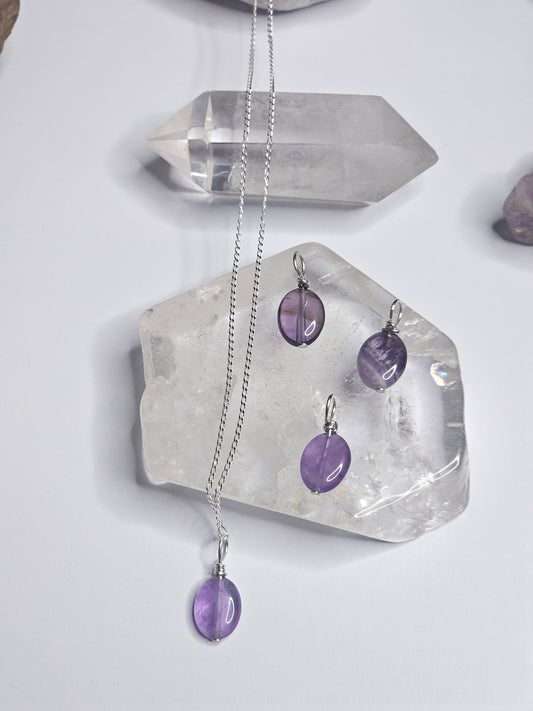 Amethyst Oval Gem Drop Pendant