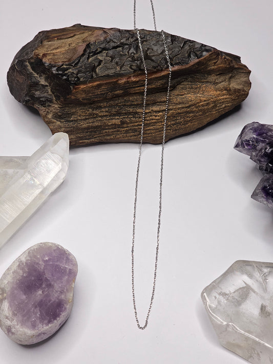 Fine Oval Belcher Chain Necklace - Sterling Silver (24")
