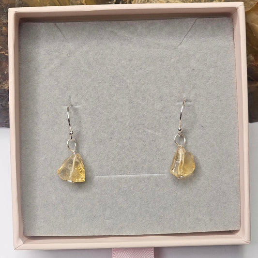 Raw Citrine Drop Earrings