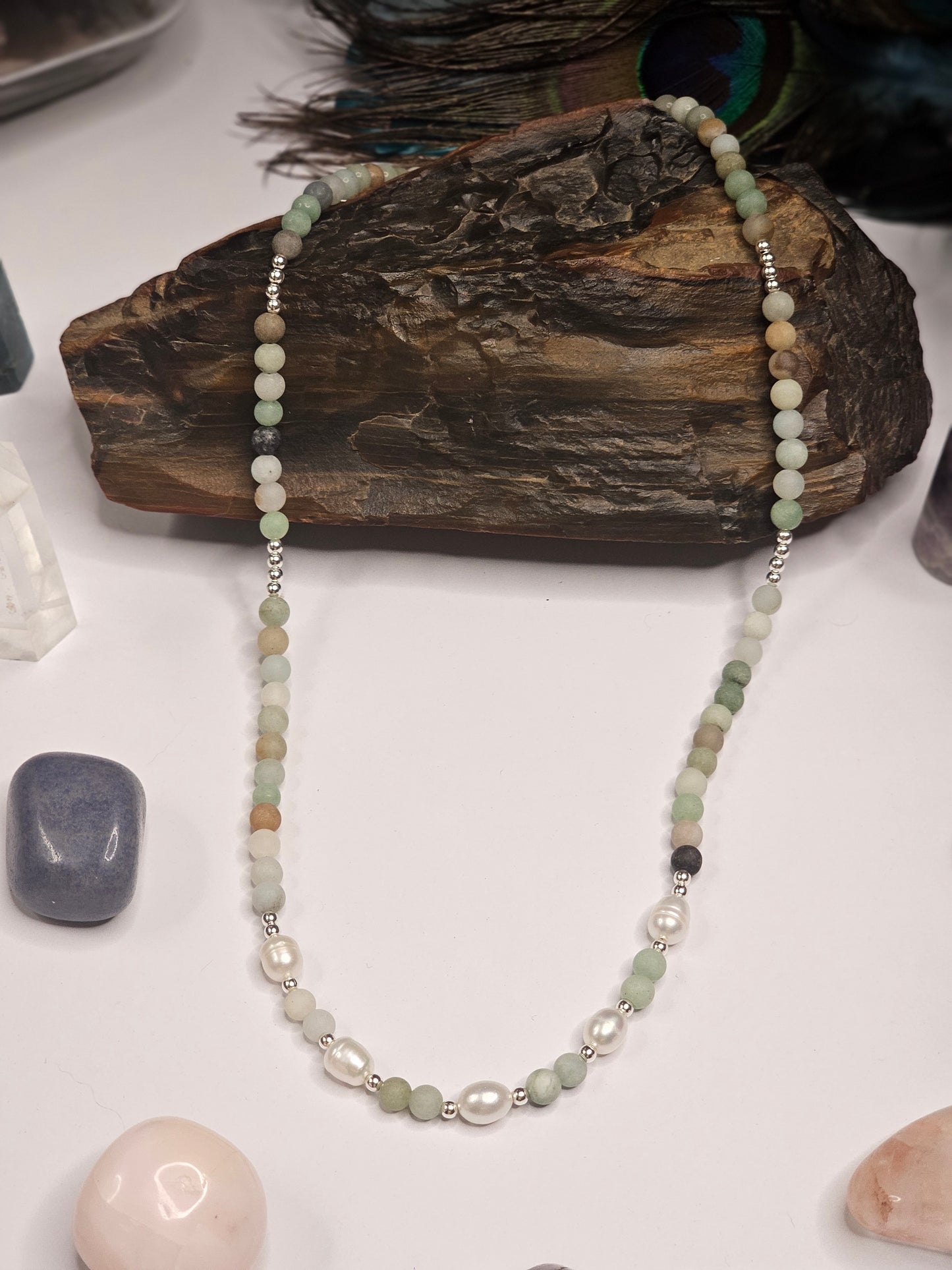 Amazonite & Freshwater Pearl Necklace