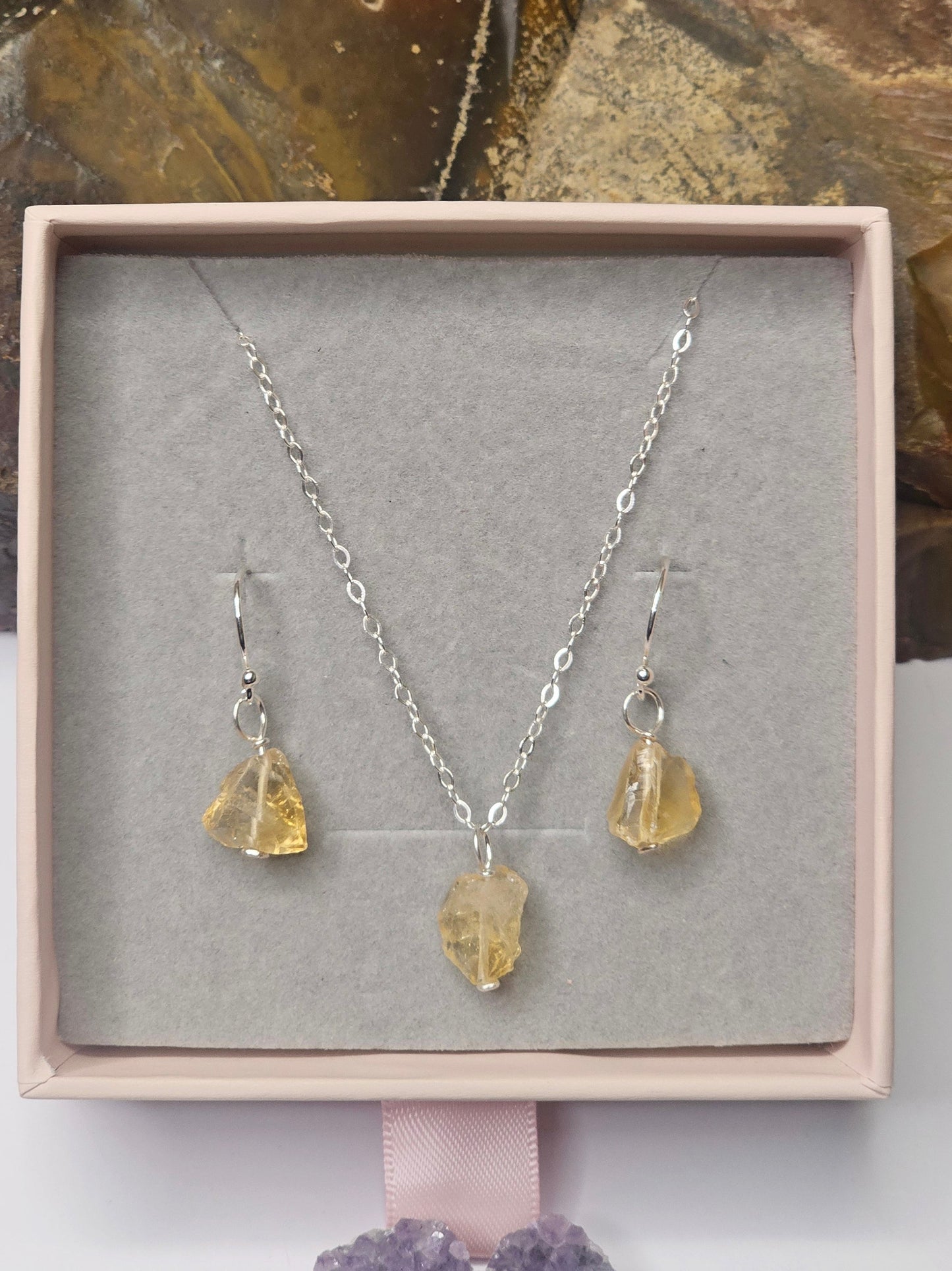 Raw Citrine Drop Earrings
