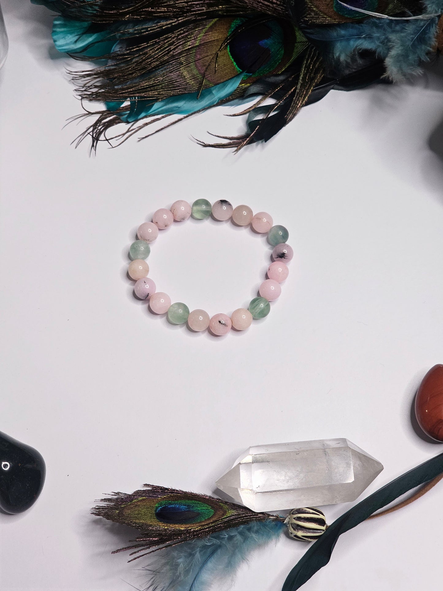 Cherry Blossom Jasper With Fluorite Bracelet