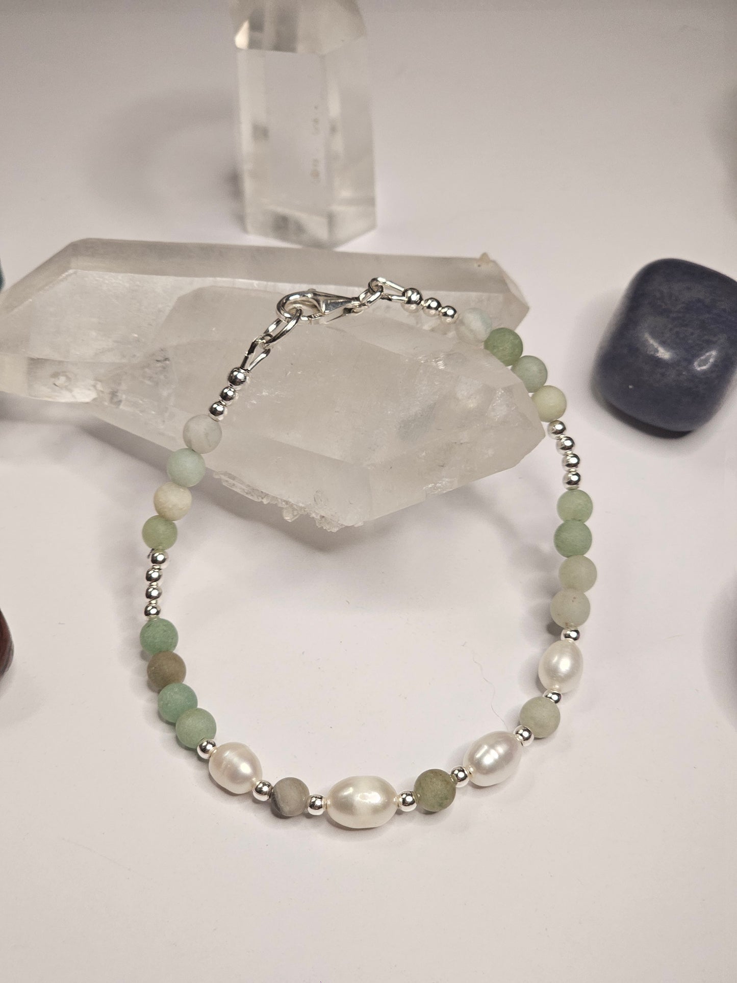 Amazonite & Freshwater Pearl Bracelet