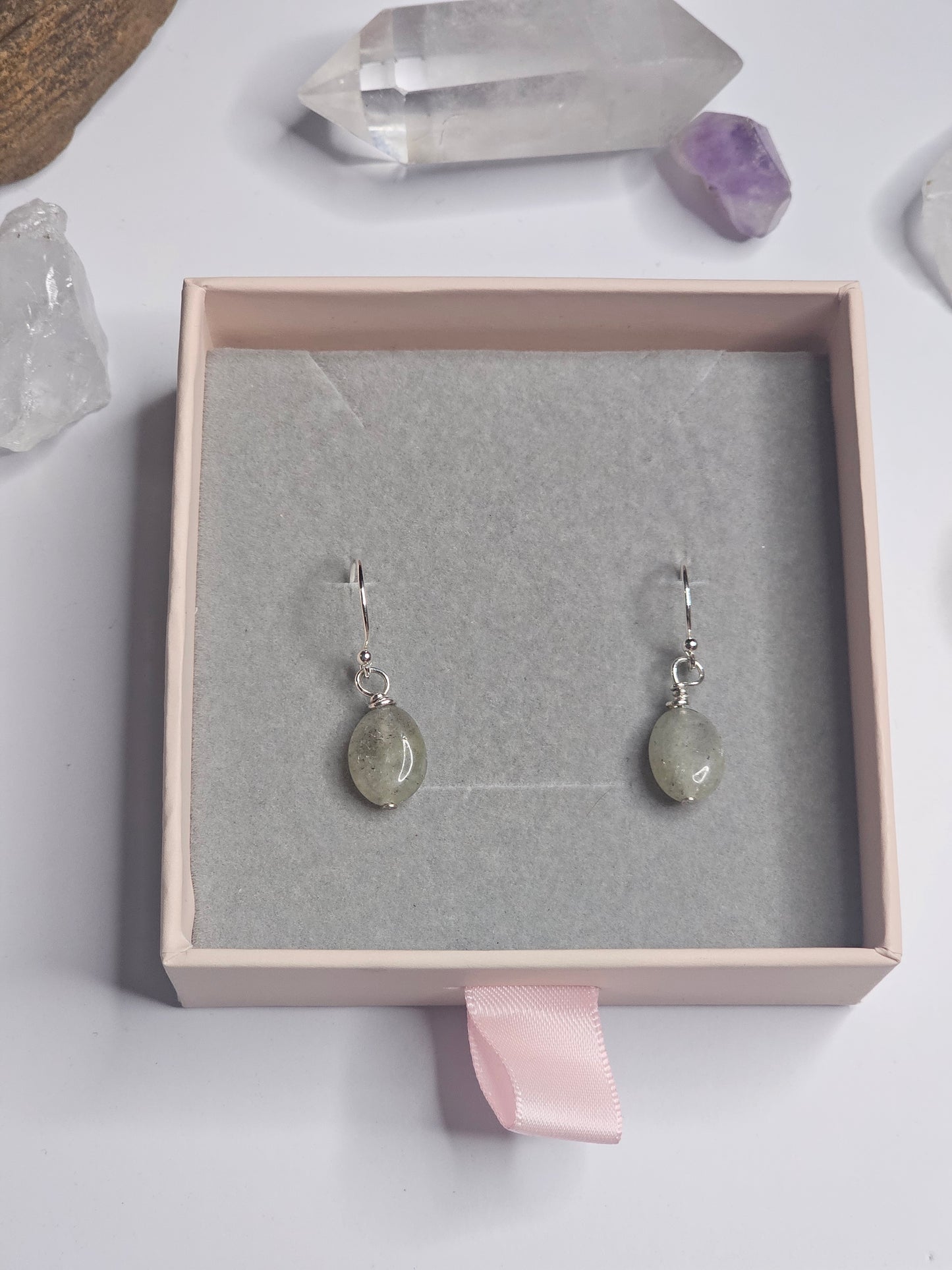 Labradorite Oval Gem Drop Earrings
