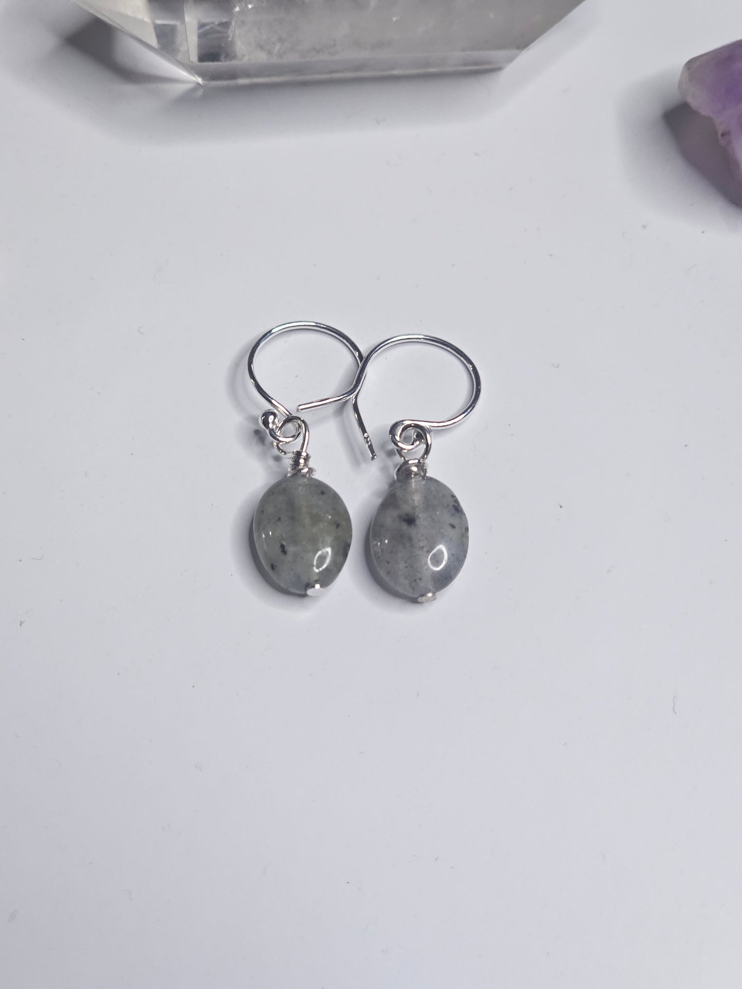 Labradorite Oval Gem Drop Earrings