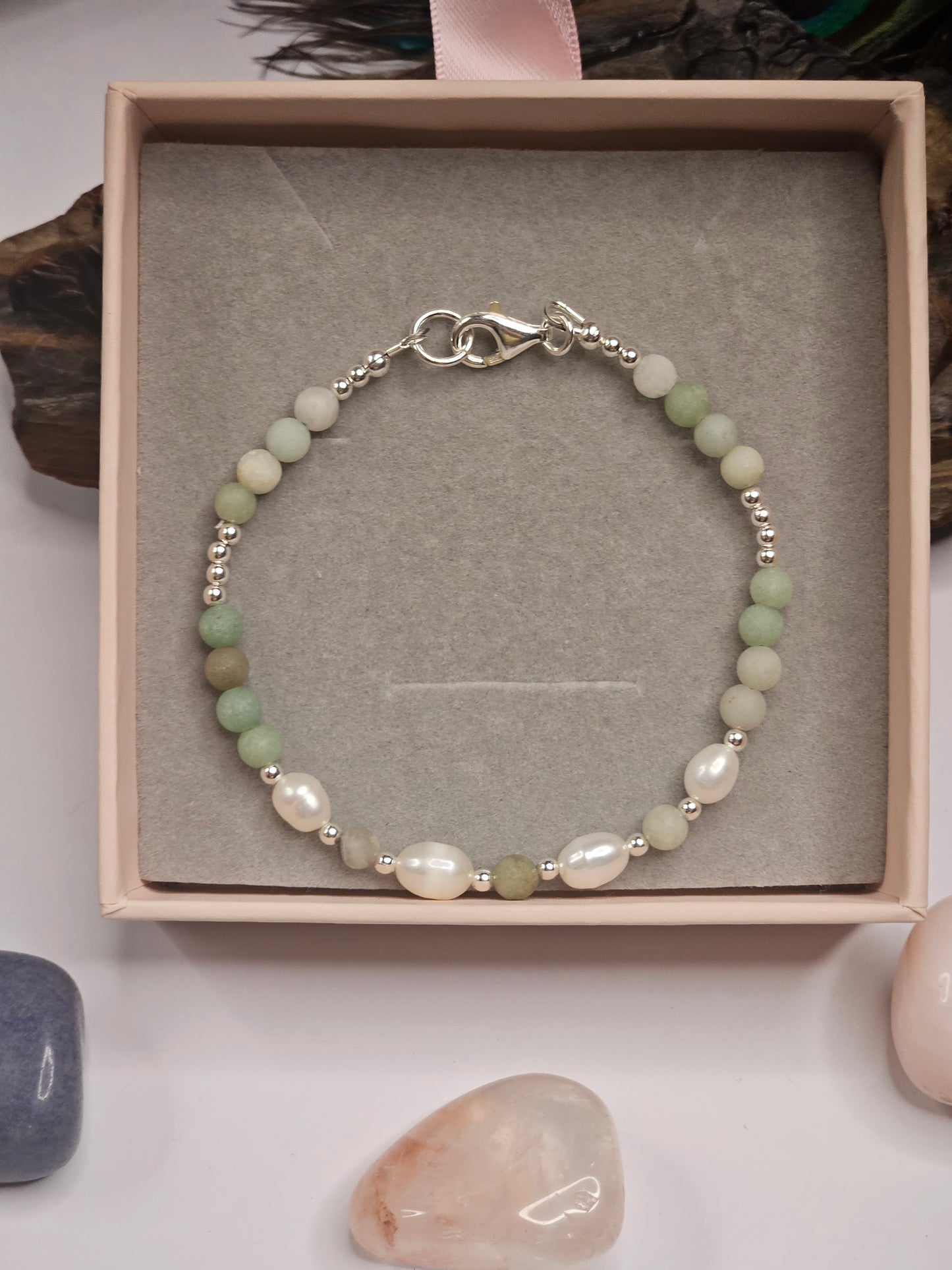 Amazonite & Freshwater Pearl Bracelet