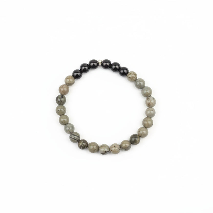 Silver Leaf Jasper & Hematite Bracelet