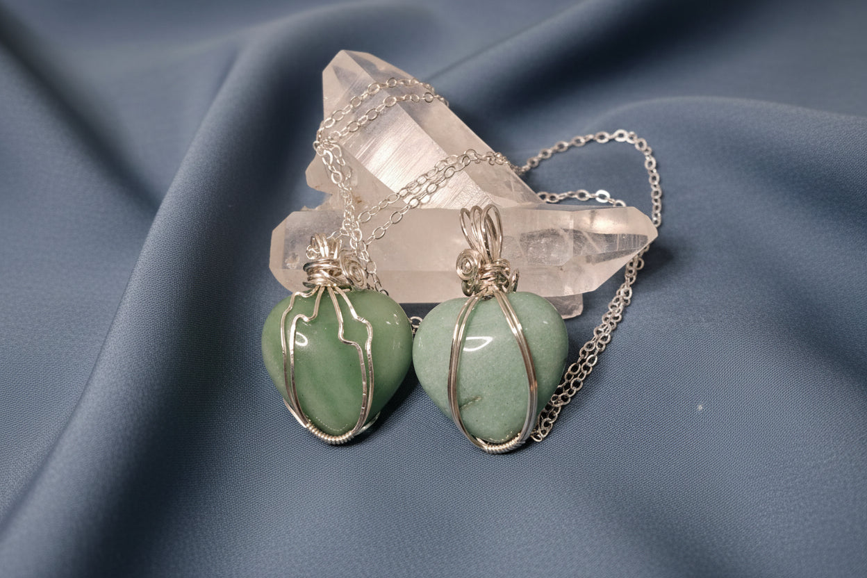 Green Aventurine Wrapped Heart