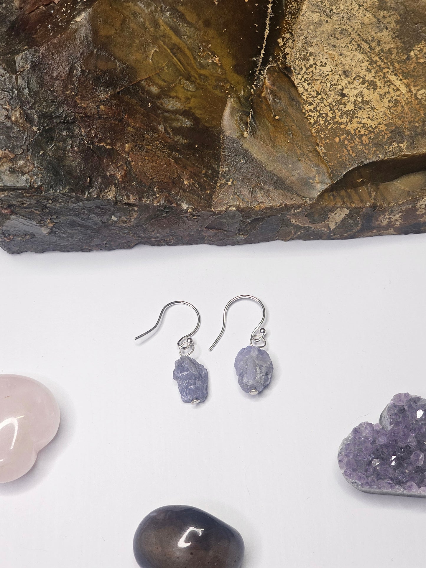 Raw Tanzanite Drop Earrings