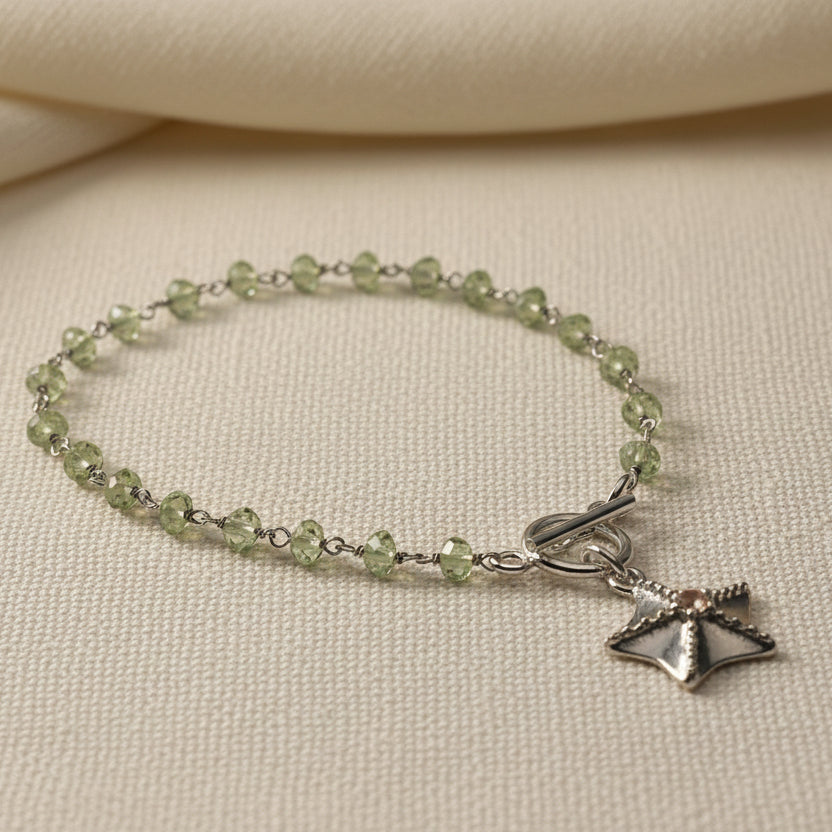 Sea Glow Peridot Starfish Bracelet