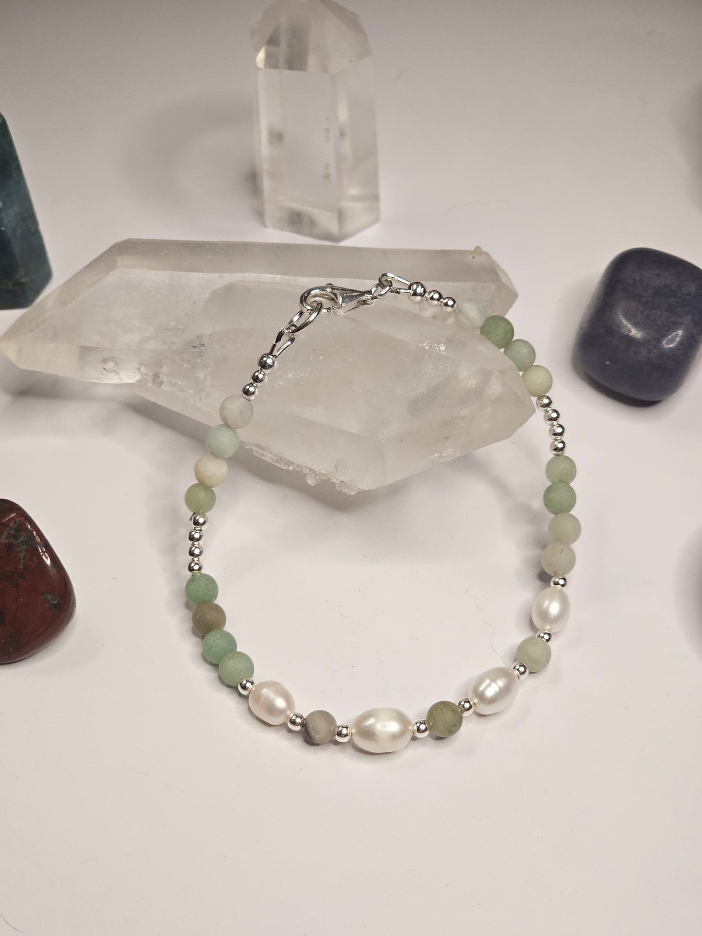 Amazonite & Freshwater Pearl Bracelet