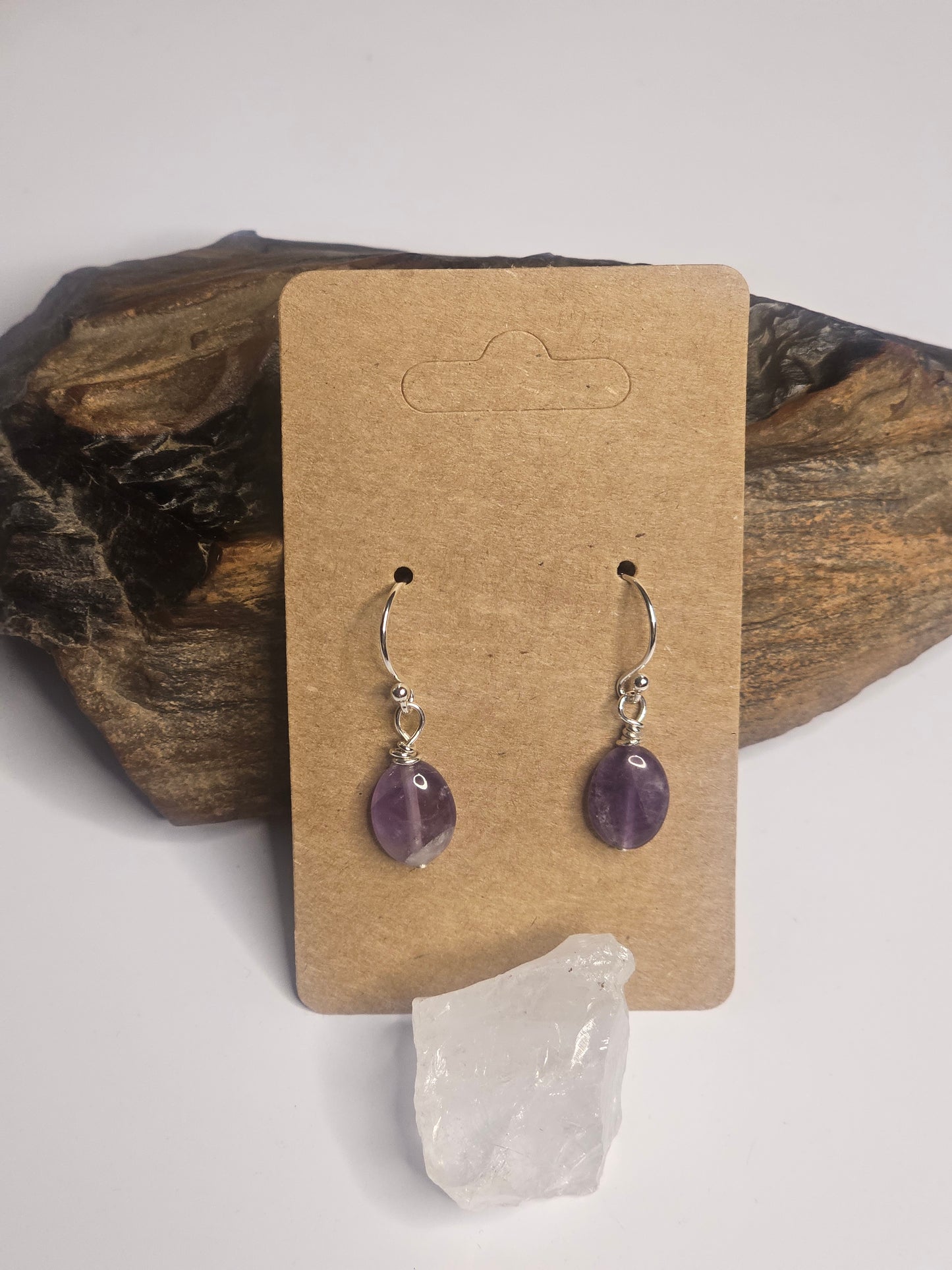 Amethyst Oval Gem Drop Earrings