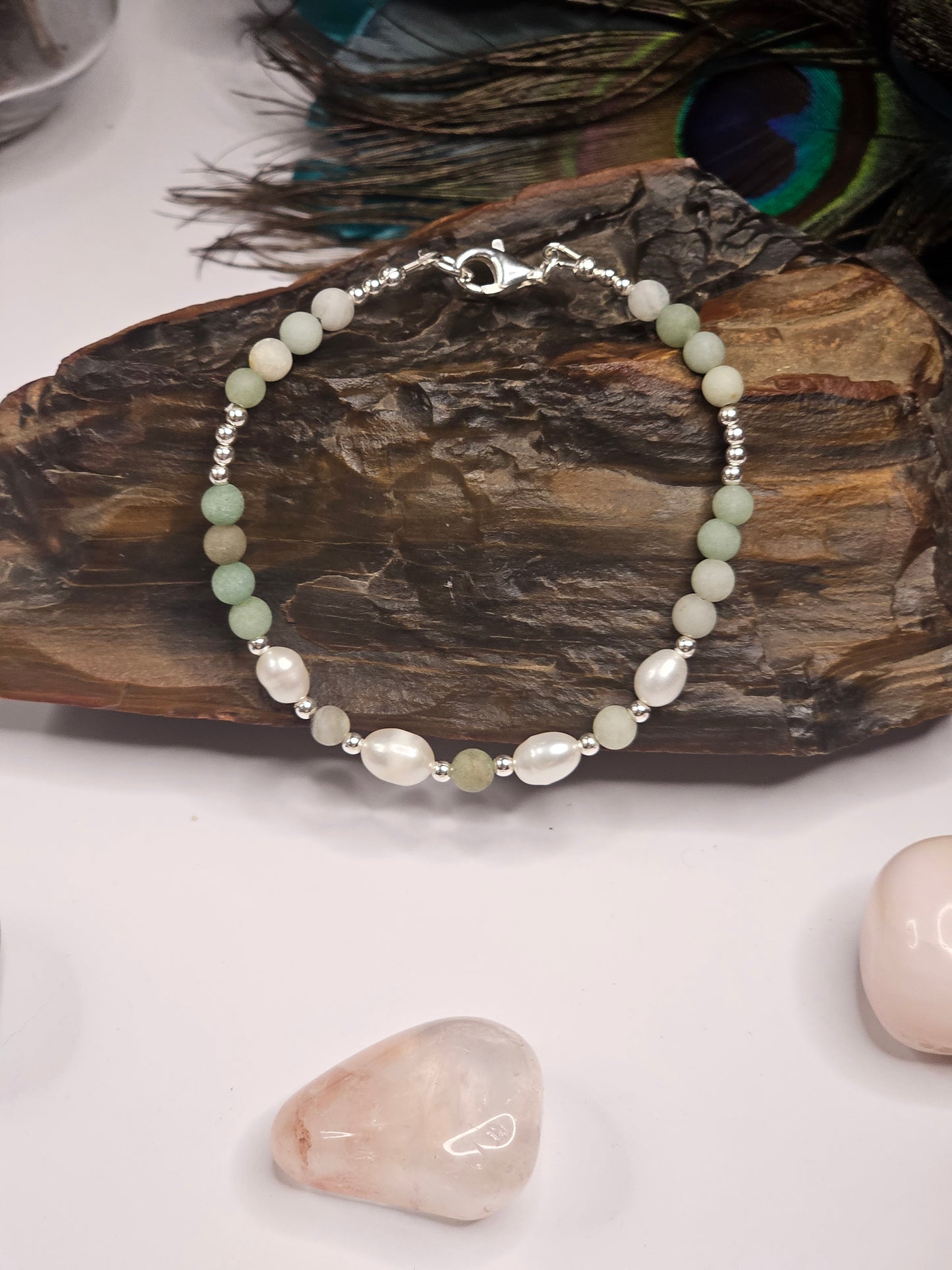 Amazonite & Freshwater Pearl Bracelet