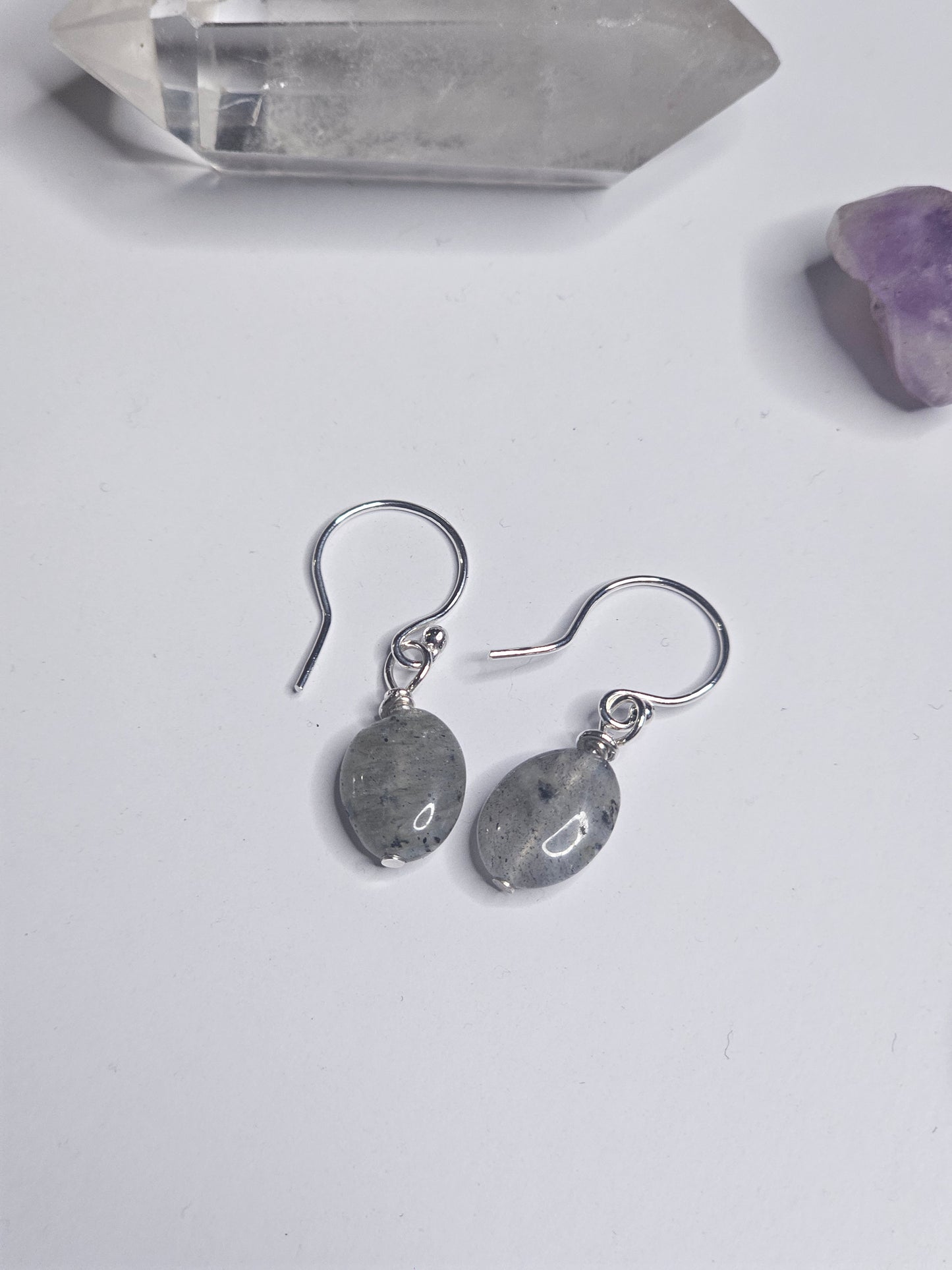 Labradorite Oval Gem Drop Earrings
